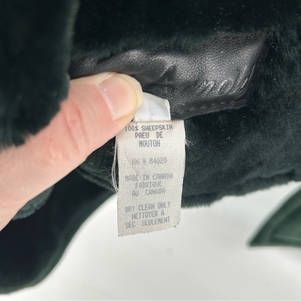 VTG Robert Arnold Forest Green Sheepskin Shearling Coat Women's Large Canada - Picture 9 of 11